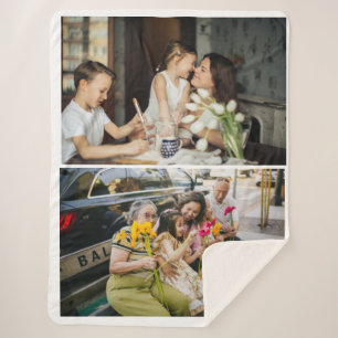 2 Photo Custom Collage Personalised  Sherpa Blanket