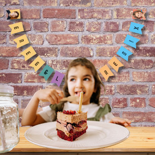 2 Photo Custom Colorful Birthday Photo Template Bunting