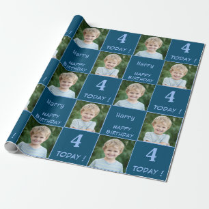 2 Photo Custom Happy Birthday Boy Wrapping Paper
