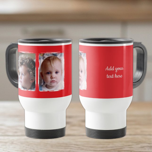 2 photo custom text white red travel mug (Creator Uploaded)