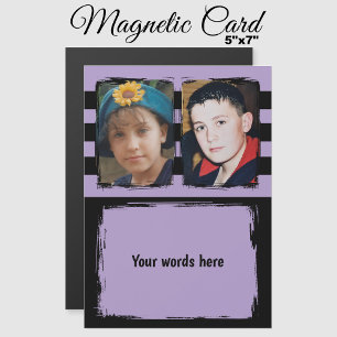 2 photo custom words purple magnetic card