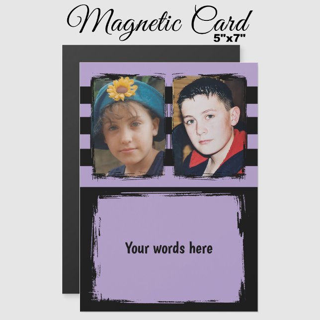 2 photo custom words purple magnetic card (Creator Uploaded)