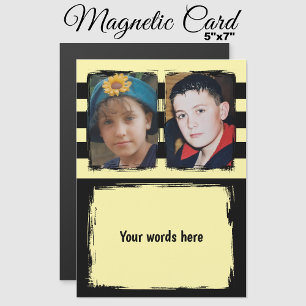 2 photo custom words yellow magnetic card