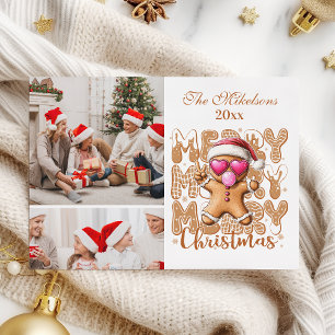 2 Photo Cute Gingerbread  Christmas  Holiday Card