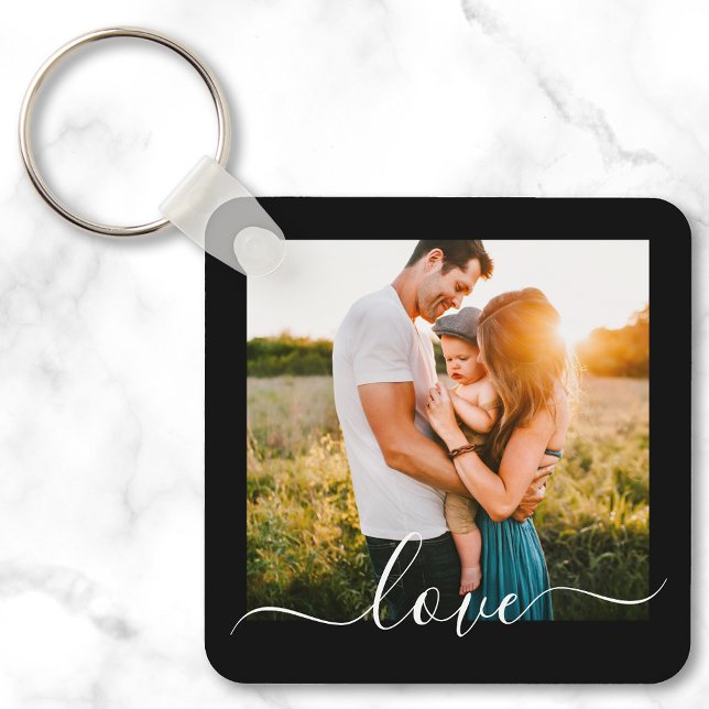 2 Photo Double Sided Template Love Text Metal Key Ring (Creator Uploaded)