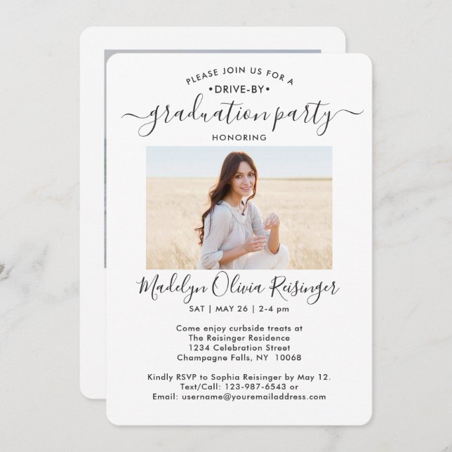 2 Photo Drive-By Graduation Party Car Parade Invitation (Front/Back)