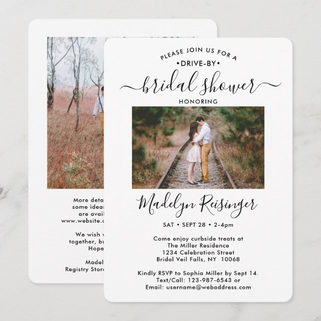 2 Photo Drive-By Social Distancing Bridal Shower Invitation (Front/Back)