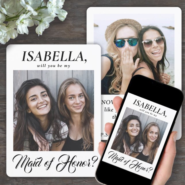 2 Photo Elegant Calligraphy Maid of Honour Proposa Invitation (Creator Uploaded)