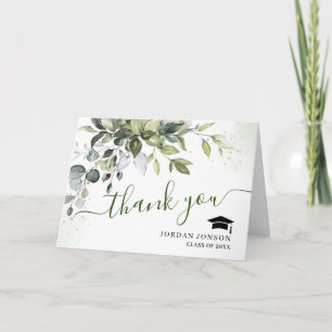 2 PHOTO Elegant Eucalyptus Greenery Graduation Thank You Card