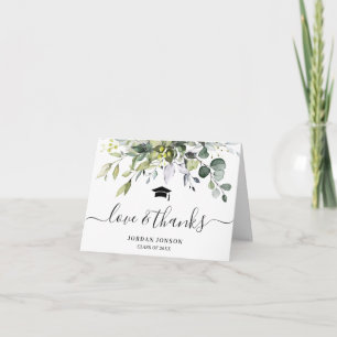 2 PHOTO Elegant Eucalyptus Greenery Graduation Thank You Card