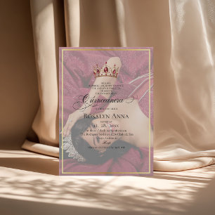 2 Photo Elegant Gold Princess Quinceañera  Invitation