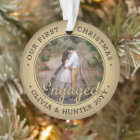 2 Photo Engagement 1st Christmas Elegant Faux Gold