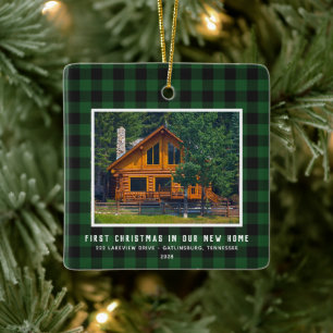 2 Photo First Xmas New Home Rustic Ceramic Ornament