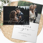 2 Photo Forever Thankful Wedding Thank You Card<br><div class="desc">Simple and elegant calligraphy wedding thank you folded photo card.  Perfect for weddings,  birthdays,  graduations,  and other events. For more advanced customisation of this design,  please click the BLUE DESIGN TOOL BUTTON.</div>