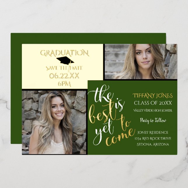 2 PHOTO GRADUATION and CHOOSE YOUR COLOR  Foil Inv (Front/Back)