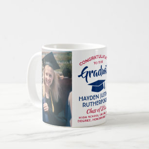 2 Photo Graduation Congrats Red White and Blue Coffee Mug
