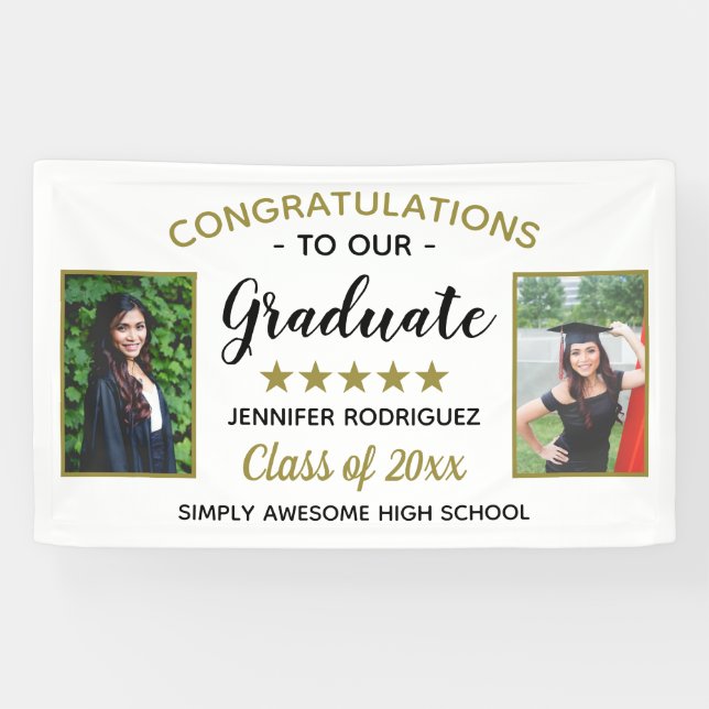 2 Photo Graduation Congratulations Graduate Custom Banner (Horizontal)