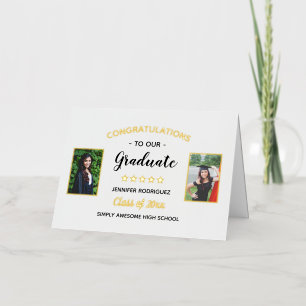 2 Photo Graduation Congratulations Graduate Custom Foil Greeting Card
