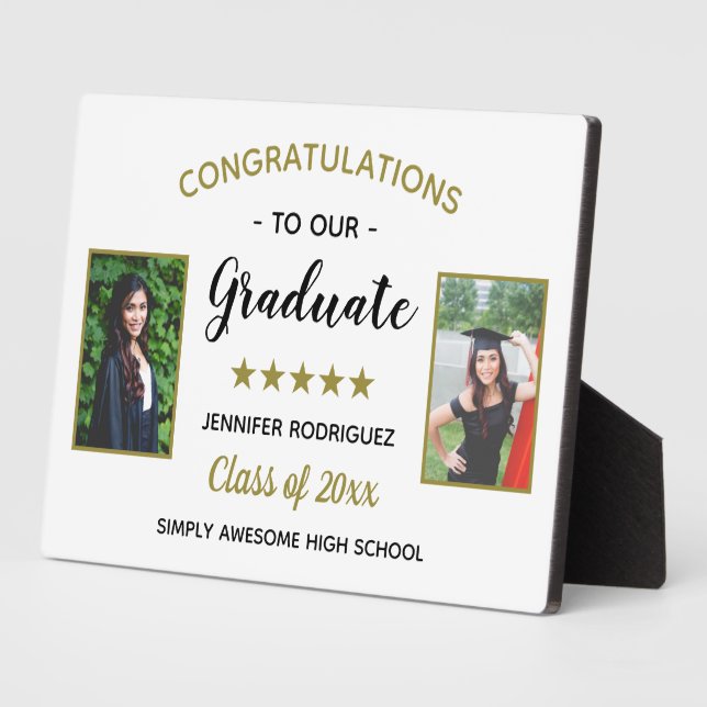 2 Photo Graduation Congratulations Graduate Custom Plaque (Side)