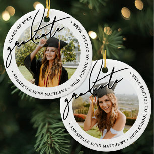 2 Photo Graduation Graduate Photo Ceramic Tree Decoration