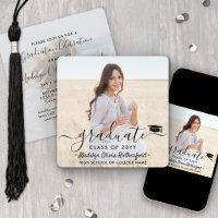 2 Photo Graduation Modern Simple Script Square