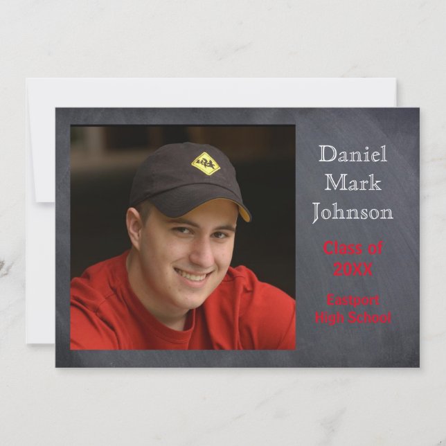 2 Photo Grey Background - Grad Announcement (Front)
