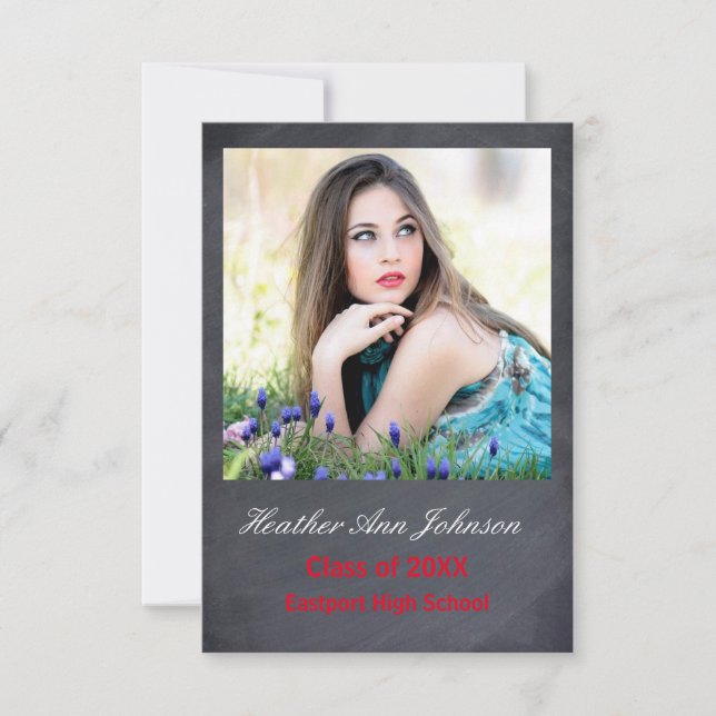 2 Photo Grey Vertical - 3x5 Grad Announcement (Front)