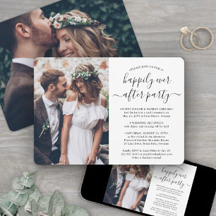 2 Photo Happily Ever After Party Wedding Reception Invitation