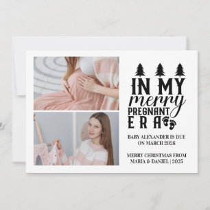 2 Photo In My Merry Pregnant Era Christmas Holiday Card