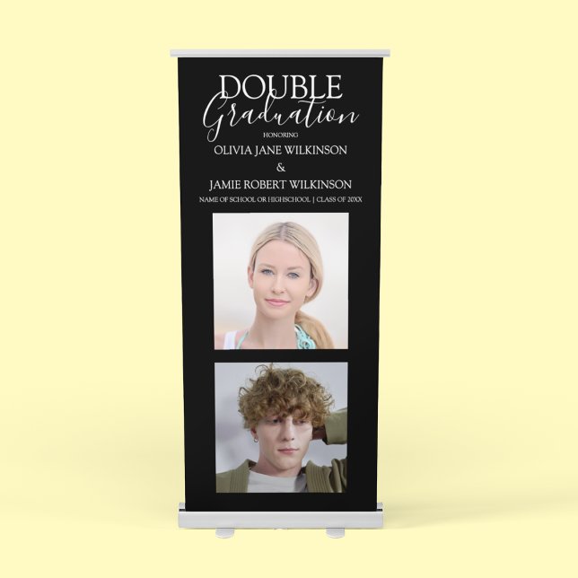 2 Photo Joint Graduation Party Retractable Banner (Creator Uploaded)