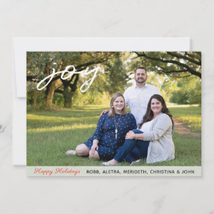 2 Photo Joy Happy Holidays Script Family Christmas Holiday Card