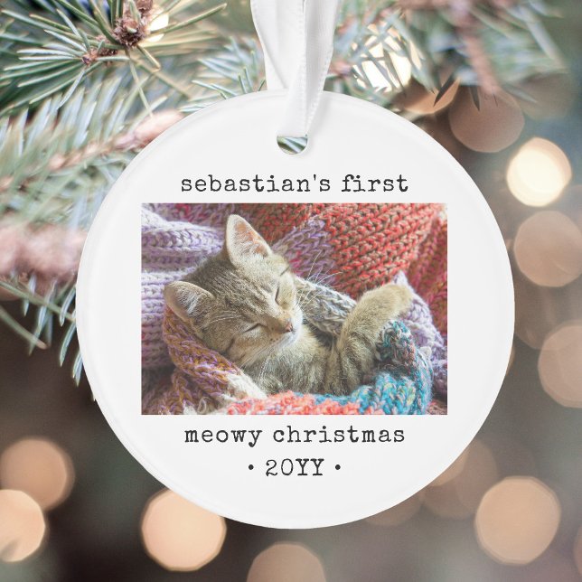 2 Photo Kitten's 1st Meowy Christmas Any Text Pet Ornament (Creator Uploaded)