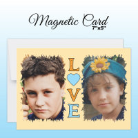 2 photo Love orange blue magnetic card