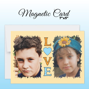 2 photo Love orange blue magnetic card