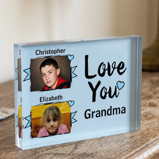 2 photo love you grandma blue block
