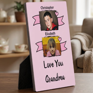 2 photo love you grandma pink plaque