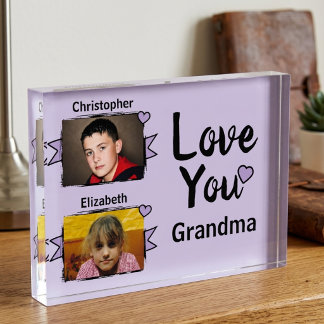 2 photo love you grandma purple block