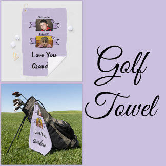2 photo love you grandma purple golf towel