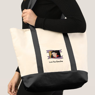 2 photo love you grandma purple tote bag