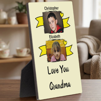 2 photo love you grandma yellow plaque