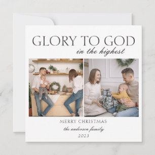 2 Photo Luke 2:14 Glory Bible Verse Christmas Holiday Card