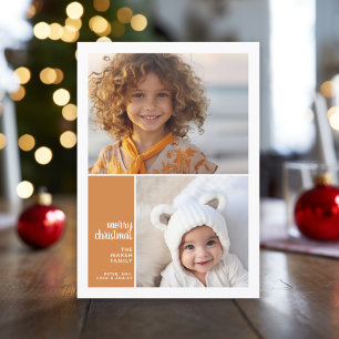 2 Photo Minimal Christmas christmas terra cotta Holiday Card