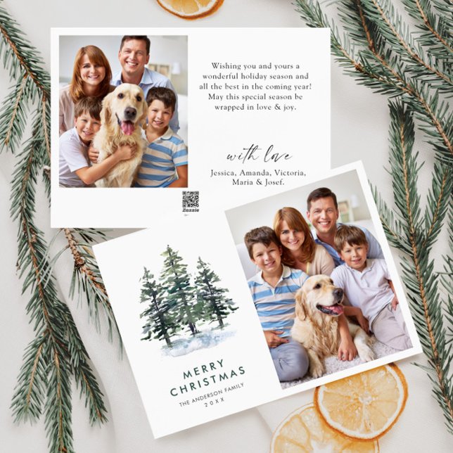 2 PHOTO Minimalist Christmas Tree Greeting Holiday Card (Creator Uploaded)