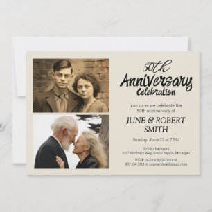 2 photo Modern 50th wedding anniversary invitation