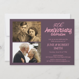 2 photo Modern 50th wedding anniversary invitation