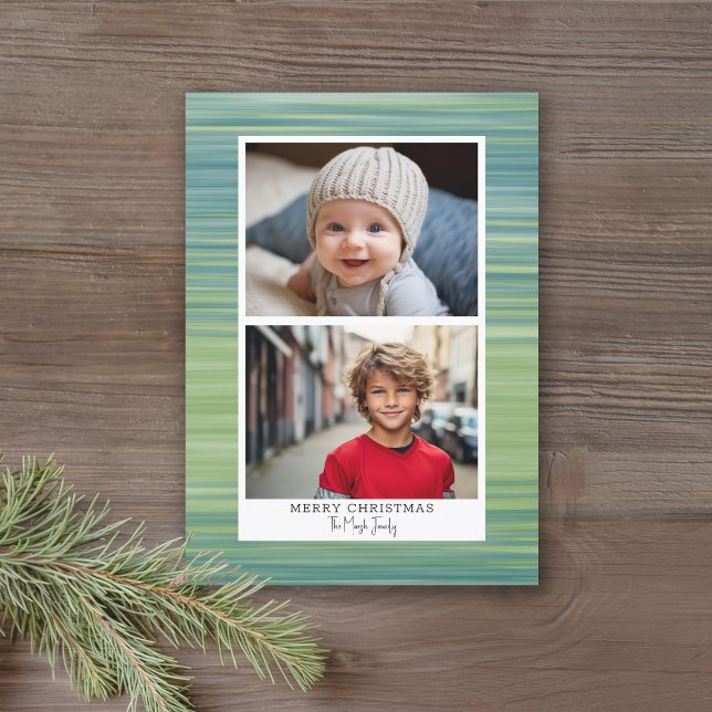 2 Photo - Modern Abstract Blue - Instant Download  Holiday Card (Online Christmas Card with 2 Photos and a Modern Abstract Background - Print and Download Options)