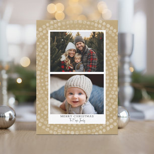 2 Photo - Modern Boho Dot Pattern Merry Christmas Holiday Card