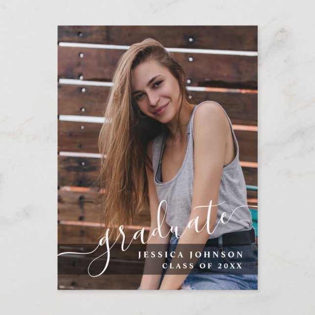 2 PHOTO Modern Elegant Graduation Party Invitation Postcard (Front)