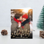 2 PHOTO Modern Golden Christmas Greeting Holiday Card<br><div class="desc">Modern Merry Christmas PHOTO Greeting Holiday Card.
 
Surprise and bring joy to your close ones and make the celebration unforgettable.

 For further customisation,  please click the "customise further" link and use our design tool to modify this template.</div>