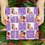 2 Photo Modern Simple Merry Christmas Purple Wrapping Paper<br><div class="desc">2 Photo Elegant Merry Christmas Purple Wrapping Paper. A festive Christmas Wrapping Paper featuring Your Photos. If you crop your photo into a square before uploading,  it will be easy to edit the design.</div>